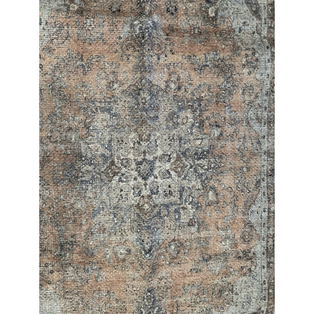 Machine Washable Rug Adiva Milano  2'X3' MLN25 Blue Peachy Orange Faded-Look